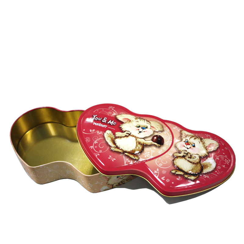 embossed double heart chocolate tin